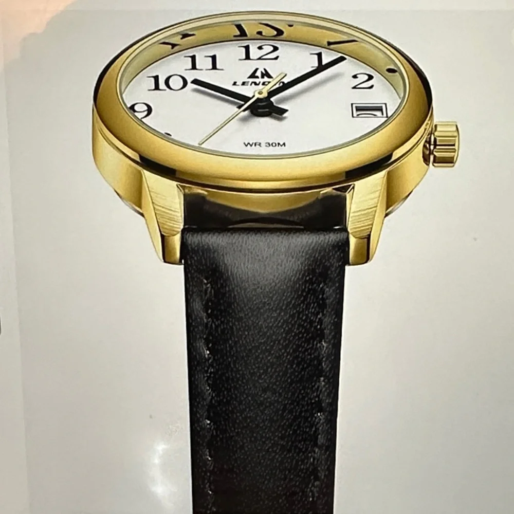 Women’s Classic Gold-Tone Round Watch with Black Leather Strap
